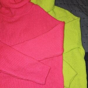 The Brand Is MIAMI for Francesca's Hot Pink and Neon Green Sweaters